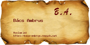 Bács Ambrus névjegykártya